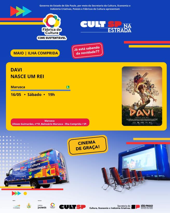 Cinema Gratuito no balneário Marusca dia 16 de maio
