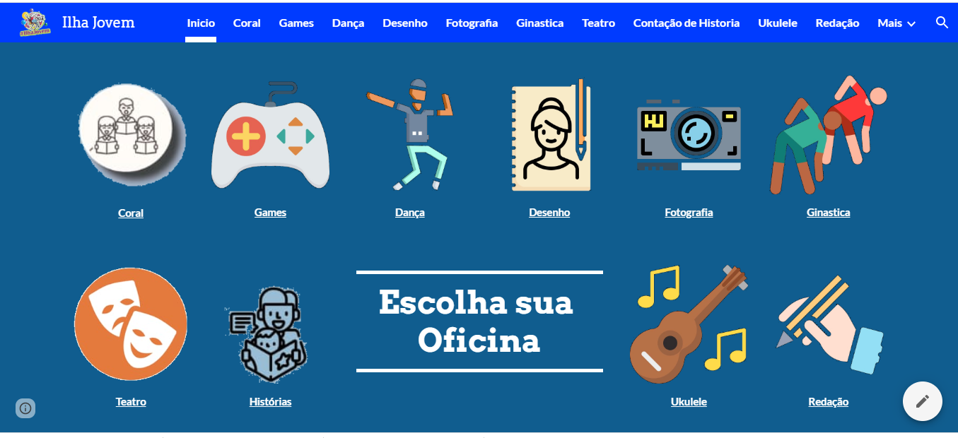 Quatorze oficinas on line, aplicativo e atendimento médico no Ilha Jovem 