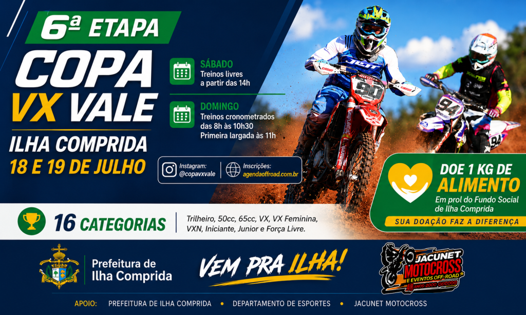Motocross movimenta Ilha Comprida com a 6ª Etapa da Copa VX Vale