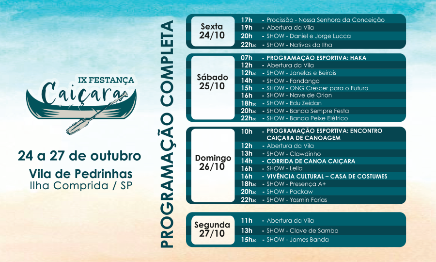 IX Festança Caiçara acontece de 24 a 27 de outubro na Vila de Pedrinhas