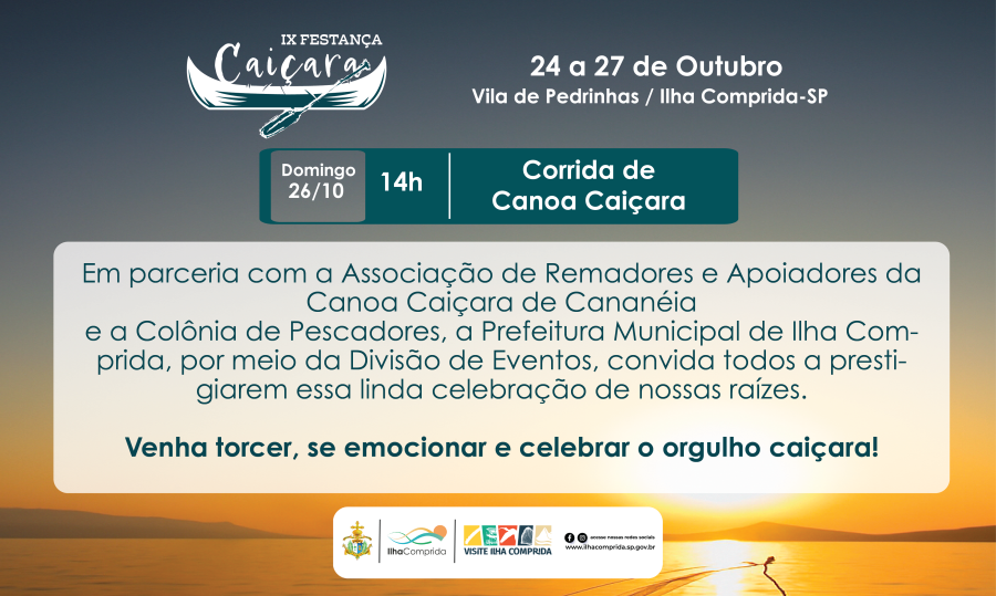 Corrida de Canoa Caiçara celebra a tradição e o orgulho caiçara na IX Festança de Ilha Comprida