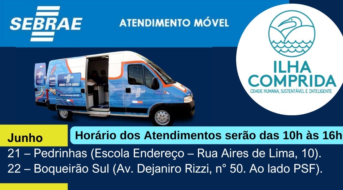 Atenção para os locais, dias e horários de atendimento do Sebrae Aqui Móvel 