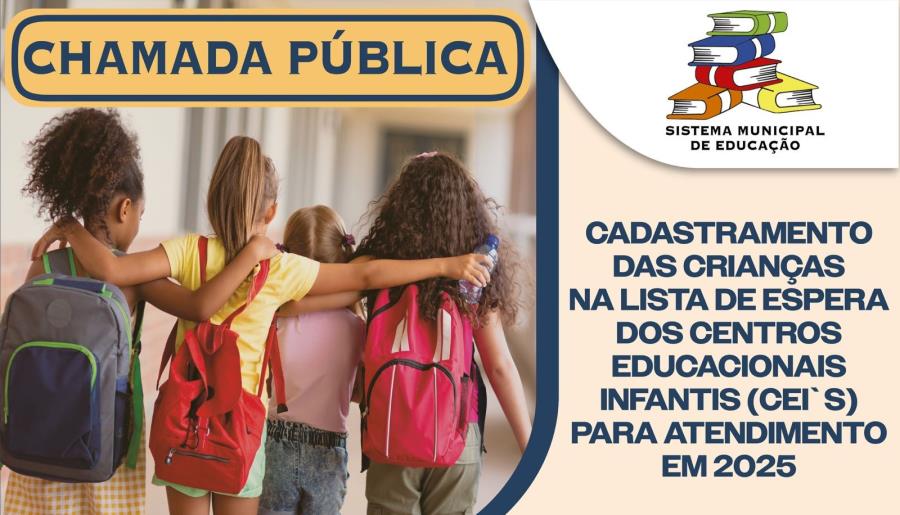 Cadastramento das crianças na lista de espera dos CEIs para 2025 será nesta quinta-feira 21.11, no CRAS