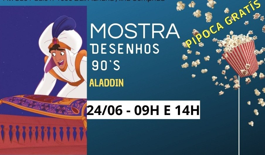 Sessões de Cinema Ponto Mis exibirão os filmes “A Lenda do Cavaleiro sem Cabeça” e o infantil Aladdin, nos dias 23 e 24/06