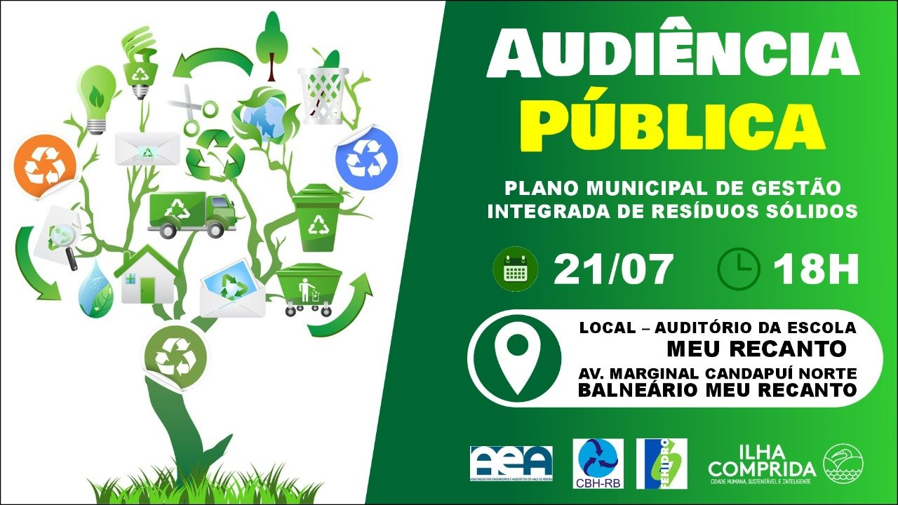 Município realiza hoje 21/07 Audiência Pública com o tema "Plano Municipal de Gestão Integrada de Residuos Sólidos"