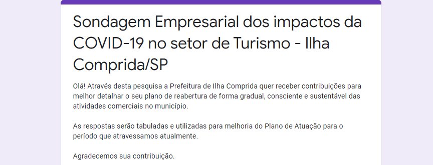 Sondagem on line com empresários da área de turismo pode ser preenchida até segunda 25/05