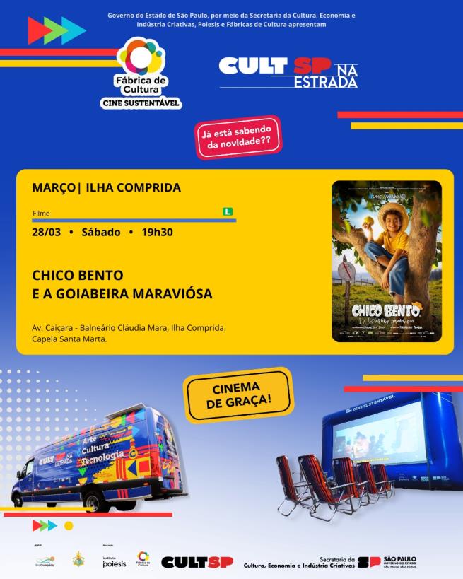 Cine Móvel gratuito no balneário Cláudia Mara