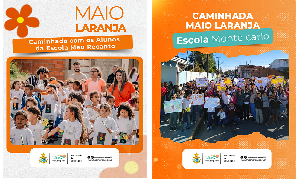 🧡🚶‍♂️🚶‍♀️ A Caminhada Maio Laranja mobilizou também alunos da Escola Monte Carlo em uma ação de conscientização contra o abuso e a exploração infantil.