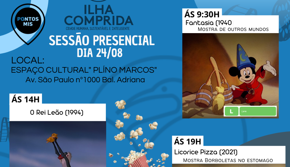 Cultura da Ilha e Pontos Mis convidam a população para sessões de cinema gratuito na quarta 24/08