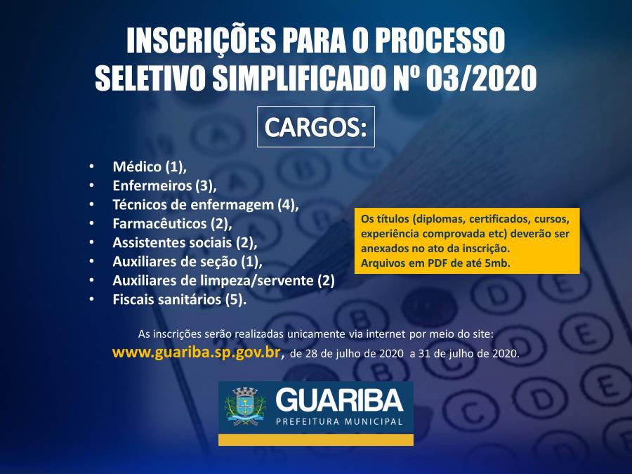 Processo Seletivo Amplamente Simplificado nº 03/2020