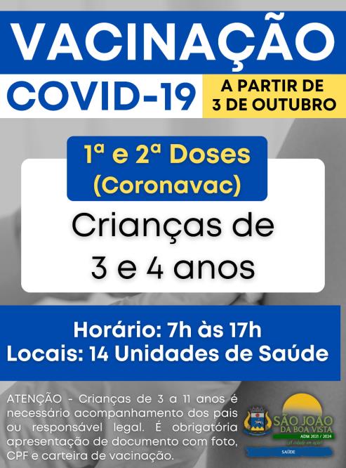 Vacinas da Covid-19 para crianças de 3 e 4 anos já estão disponíveis