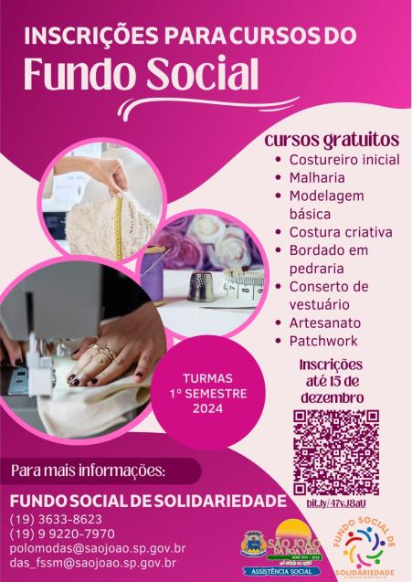Fundo Social abre inscrições para cursos gratuitos