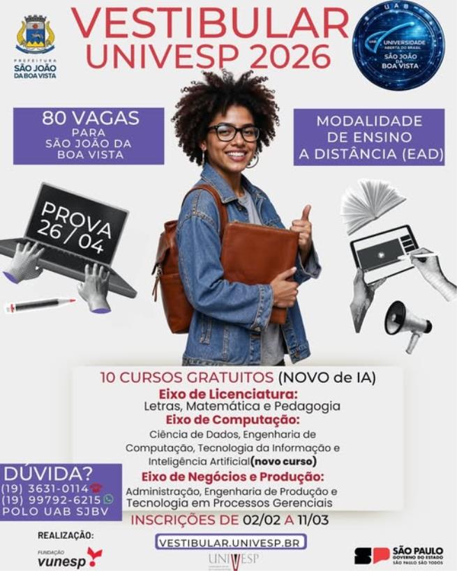 Imagem de Inscrições abertas para o vestibular 2026 da UNIVESP