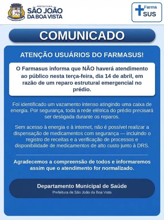 Imagem de Comunicado FARMASUS