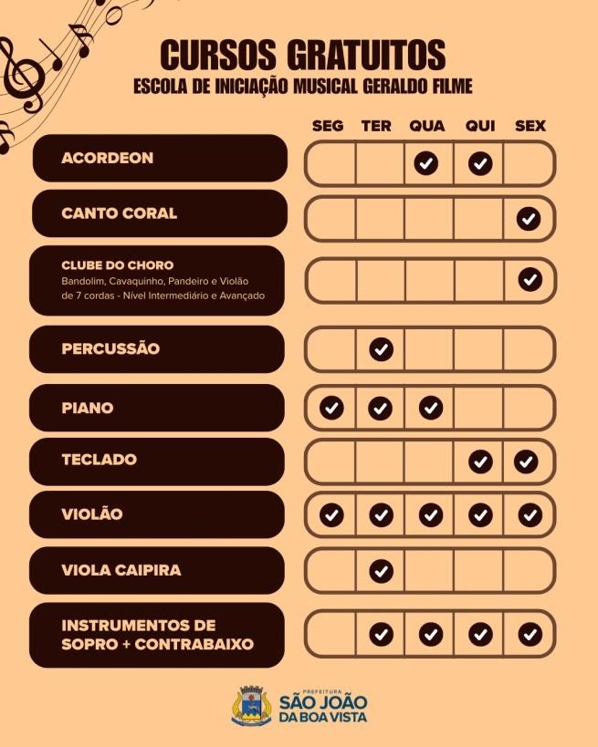 Imagem de Prefeitura abre inscrições para cursos gratuitos na Escola de Iniciação Musical Geraldo Filme