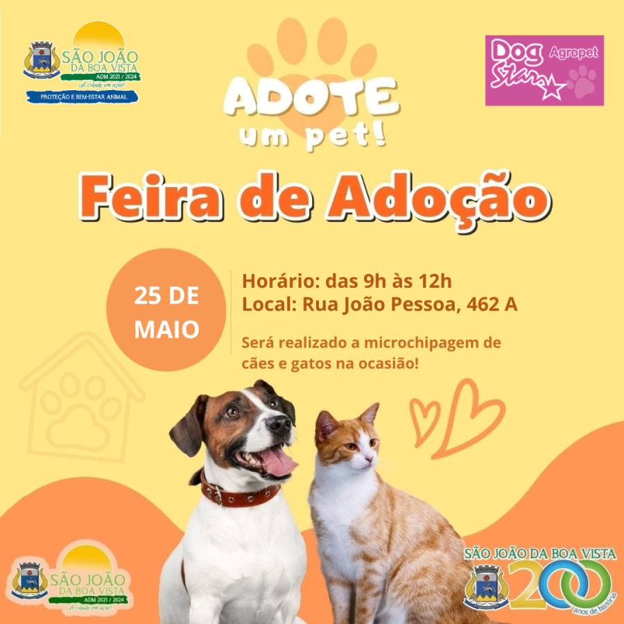 Feira de Adoção de Animais é sábado (25) na Vila Loyola