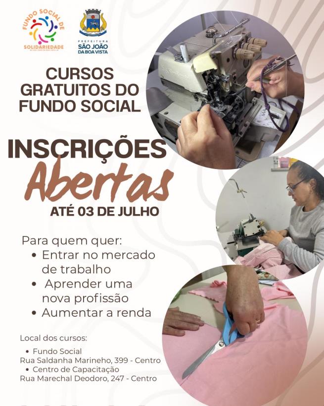 Inscrições abertas para os cursos de capacitação do Fundo Social de Solidariedade