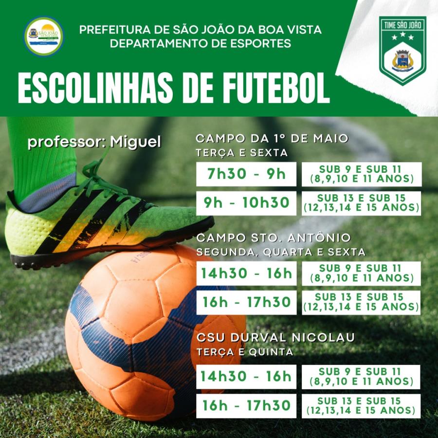 Time São João/Departamento de Esportes oferece Escolinhas de Futebol