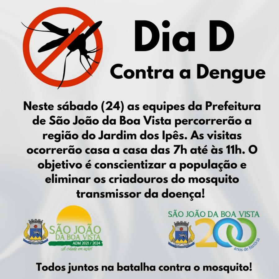 Dia D contra a Dengue é neste sábado (24) na região do Jardim Ipê