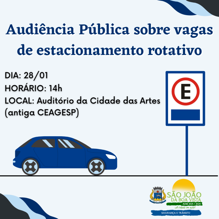 Prefeitura convoca audiência pública para tratar sobre edital do  estacionamento rotativo