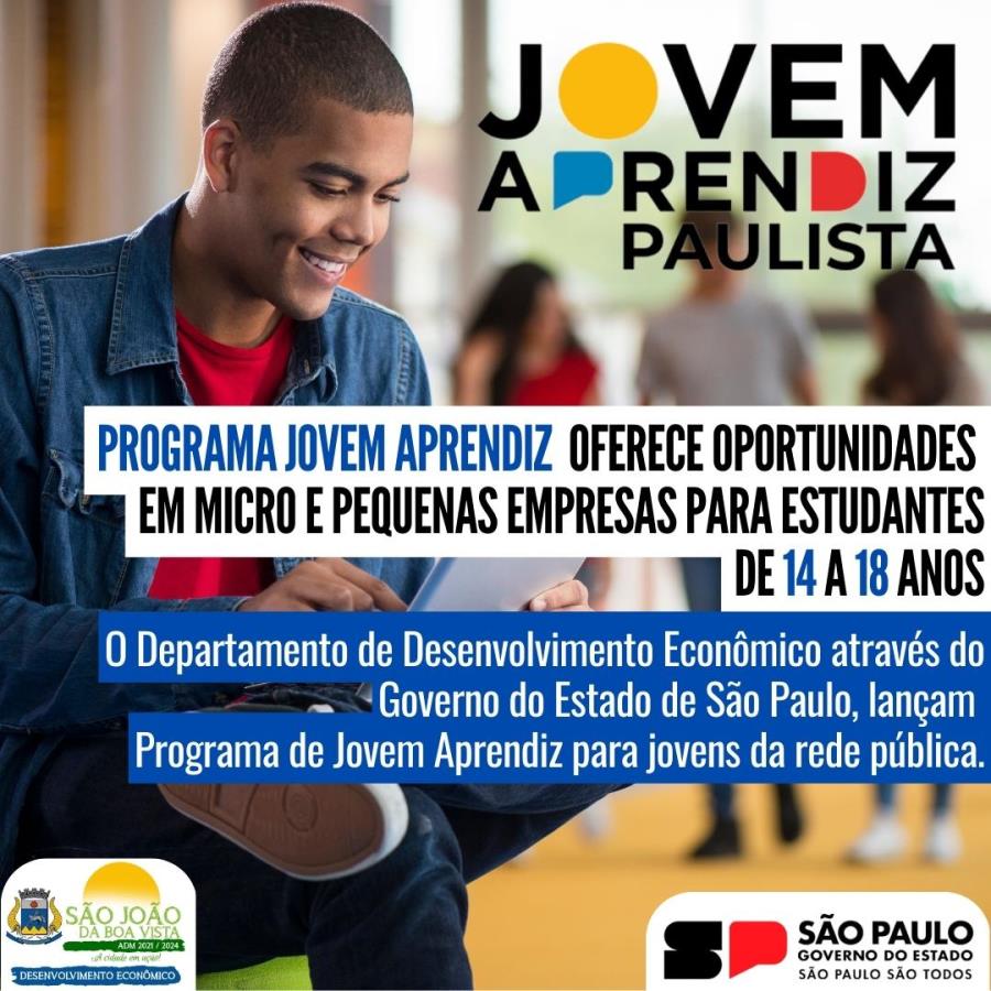 O Departamento de Desenvolvimento Econômico através do Governo do Estado de São Paulo, lançam Programa de Jovem Aprendiz para jovens da rede pública