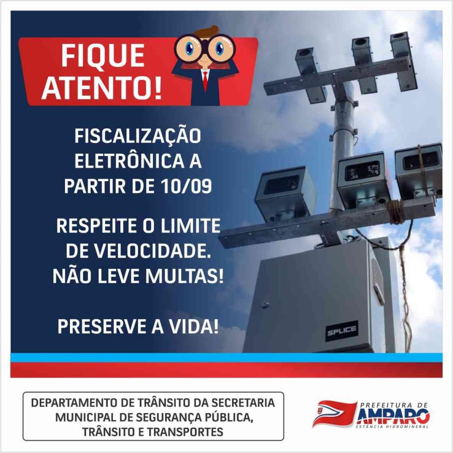 Radares sinalizados começam a funcionar a partir de zero hora do dia 10 de setembro em Amparo
