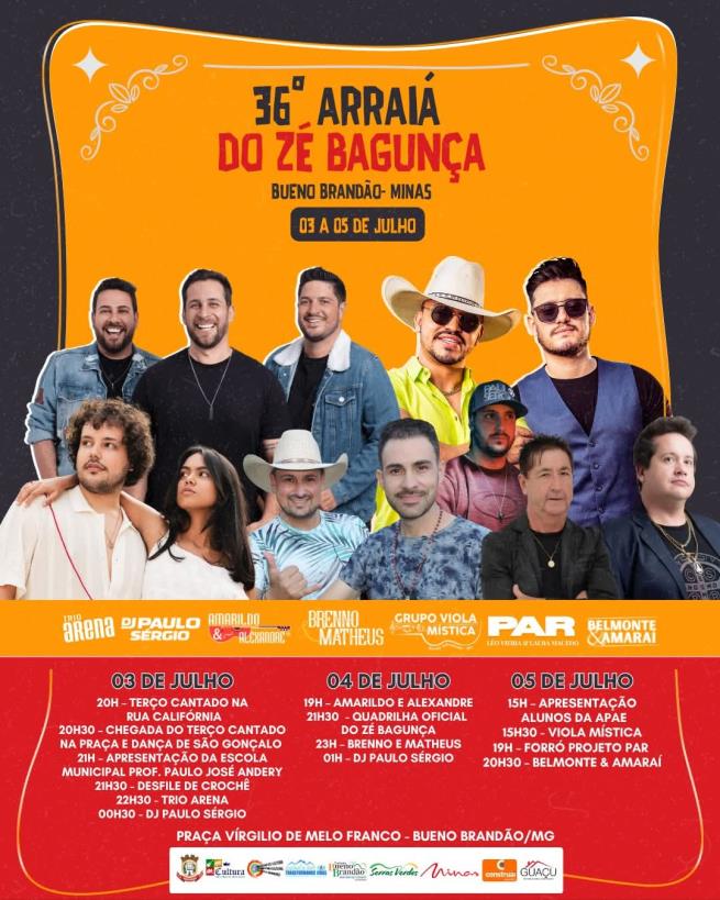 Vem aí o 36º Arraiá do Zé Bagunça! De 03 a 05 de julho de 2026