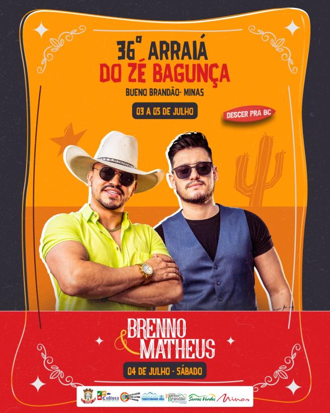 Vem aí o 36º Arraiá do Zé Bagunça! De 03 a 05 de julho de 2026