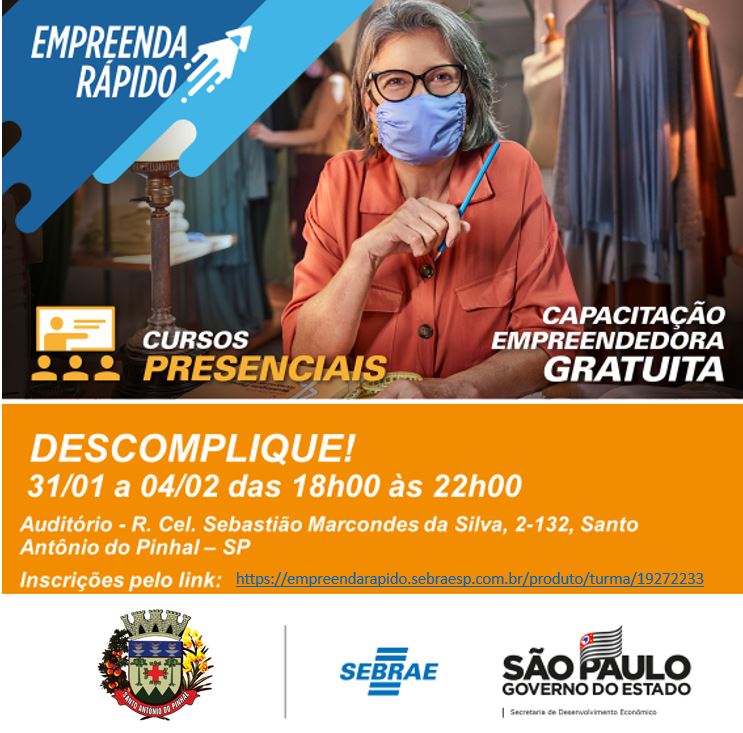 Sebrae oferece cursos gratuitos para microempresários de Santo Antônio do Pinhal