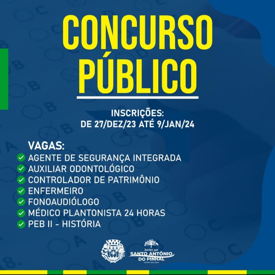 Prefeitura de Santo Antônio do Pinhal abre inscrições para Concurso Público 2023