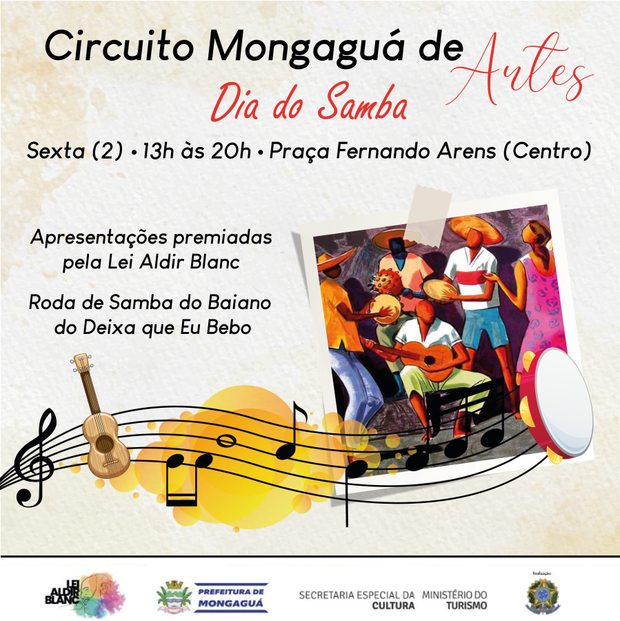  Circuito Mongaguá de Artes começa com Dia do Samba, nesta sexta (02)