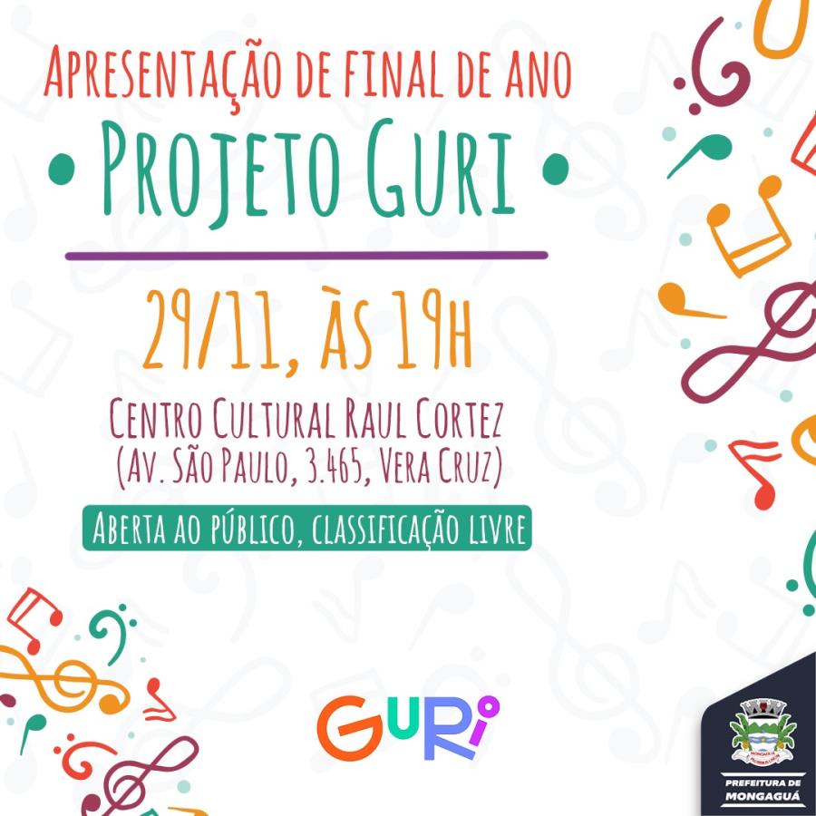 Projeto Guri realiza apresentação de final de ano, no dia 29