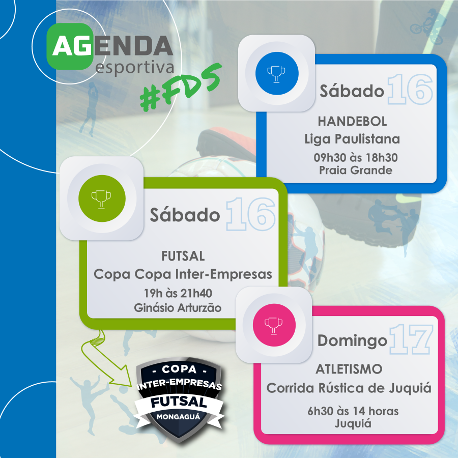 AGENDA ESPORTIVA - 15 E 16 DE OUTUBRO