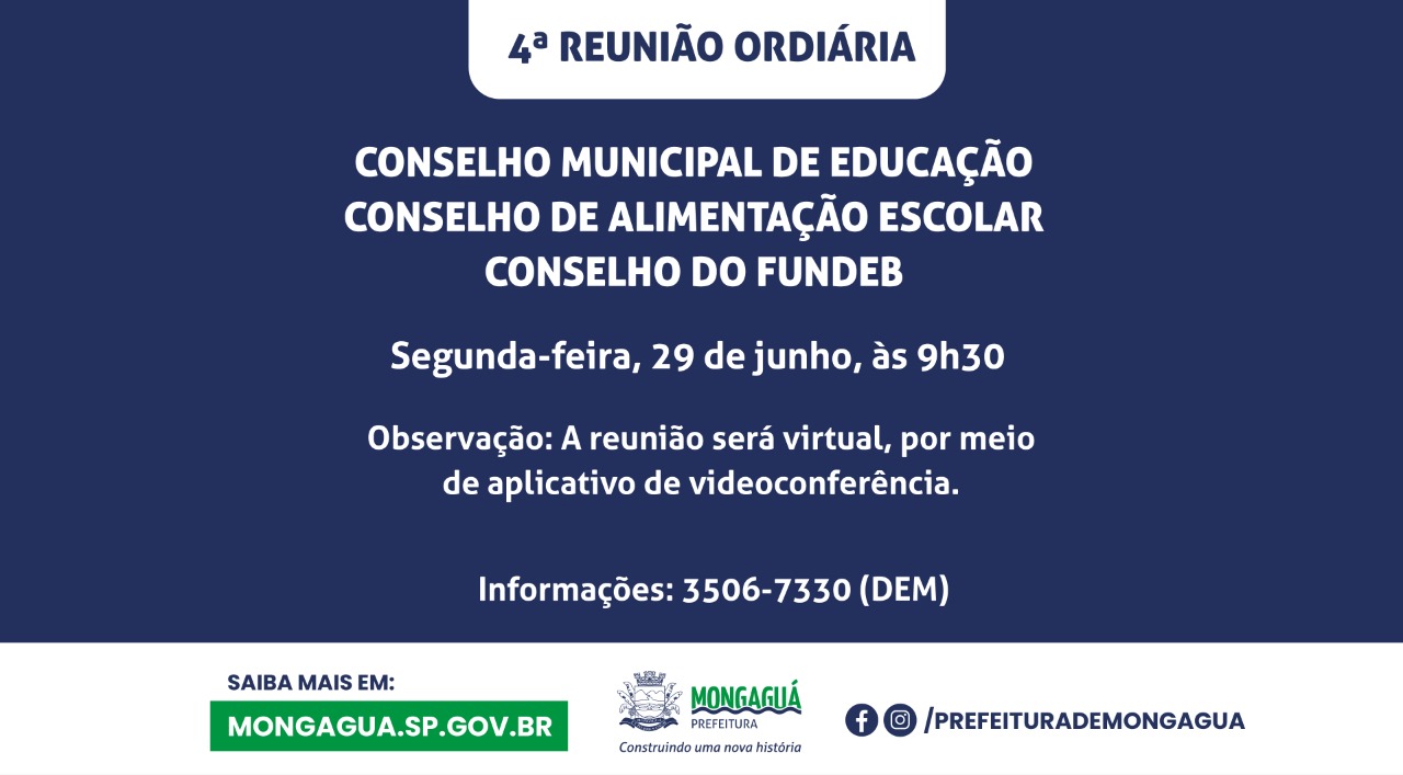 Conselhos da Educação: 4ª reunião ordinária será virtual, no dia 29
