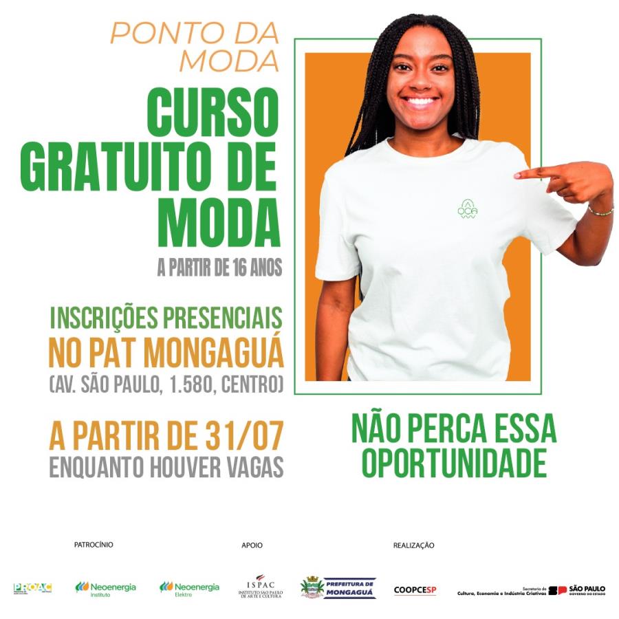 Mongaguá disponibiliza 80 vagas para curso de moda