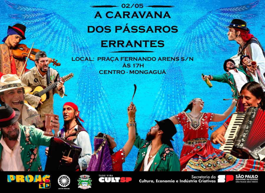 Espetáculo ‘A Caravana dos Pássaros Errantes’ chega a Mongaguá em 2 de maio