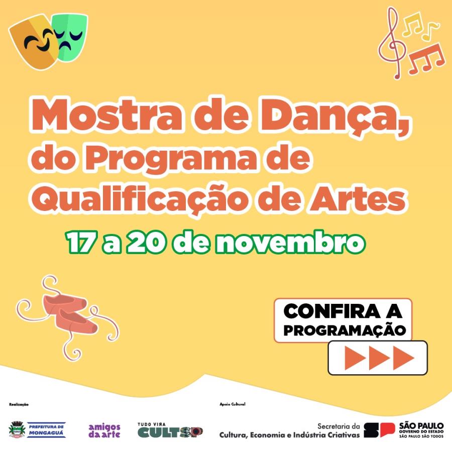Mongaguá recebe Mostra de Dança, do Programa de Qualificação de Artes, entre 17 e 20 de novembro