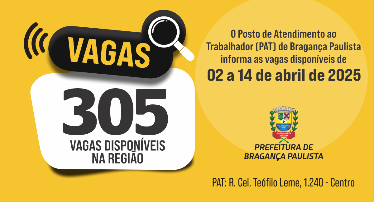Posto de Atendimento ao Trabalhador tem 305 vagas disponíveis nesta semana