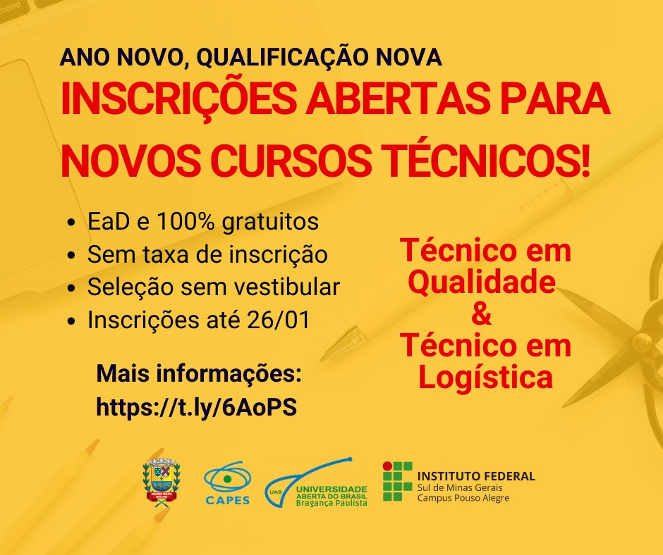 Inscrições gratuitas para cursos Técnicos de Qualidade e Logística do Polo UAB continuam abertas