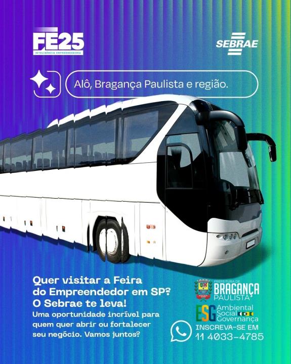 Sebrae irá disponibilizar transporte gratuito para empreendedores para visita à Feira do Empreendedorismo 2025