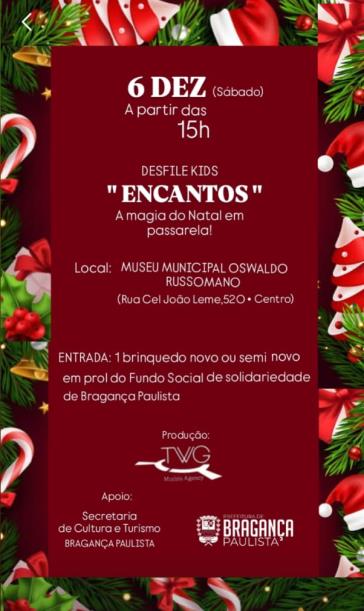 Museu Municipal Oswaldo Russomano comemora 59 anos com programação especial e desfile natalino KIDS “Encantos”