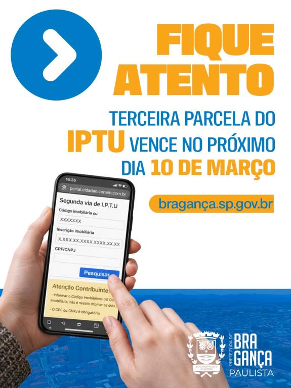 Terceira parcela do IPTU 2026 vence em 10 de março