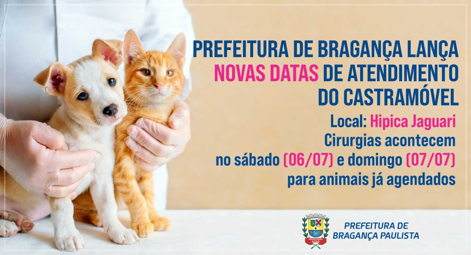 Prefeitura de Bragança Paulista lança novas datas de atendimento do Castramóvel