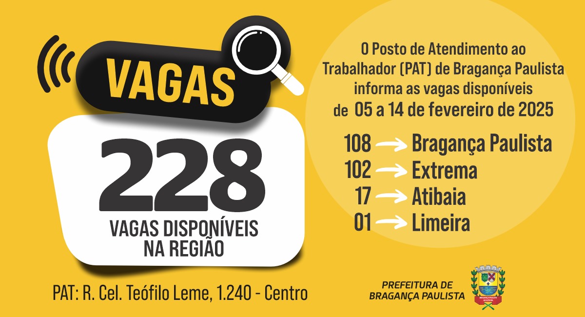 Posto de Atendimento ao Trabalhador tem 228 vagas disponíveis nesta semana