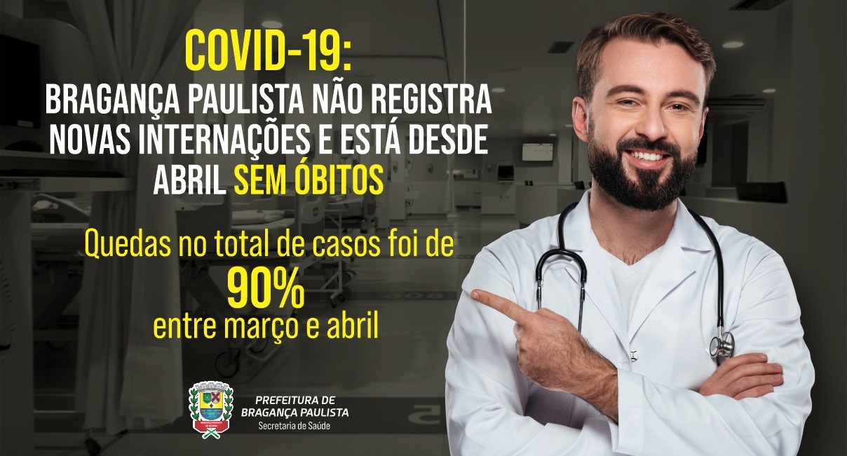 Covid-19: Bragança Paulista não registra novas internações e está desde abril sem óbitos