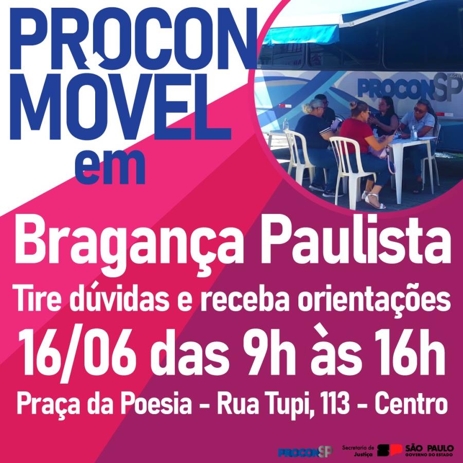 Bragança Paulista recebe ônibus do Procon Móvel no dia 16 de junho