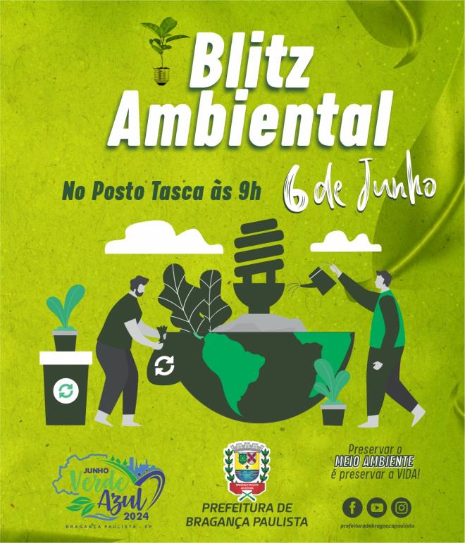 Blitz Ambiental acontece nesta quinta-feira (06/06) dentro da programação do Junho VerdeAzul
