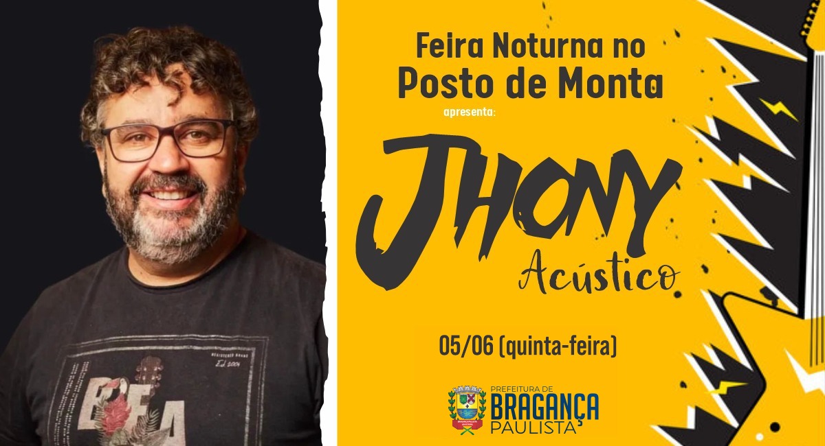 Feira Noturna terá show com o cantor Jhony Acústico nesta quinta-feira (05/06)