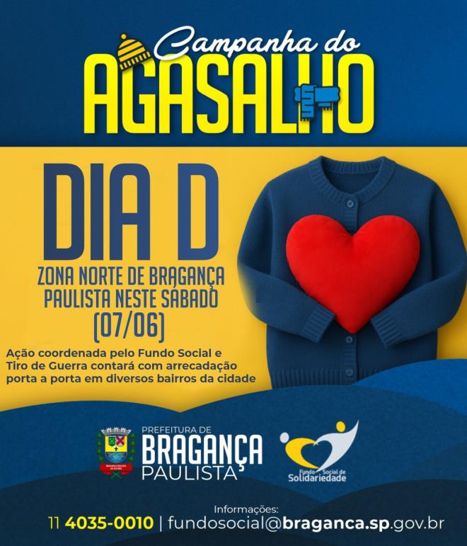 Dia D da Campanha do Agasalho mobiliza Zona Norte de Bragança Paulista neste sábado (07/06)