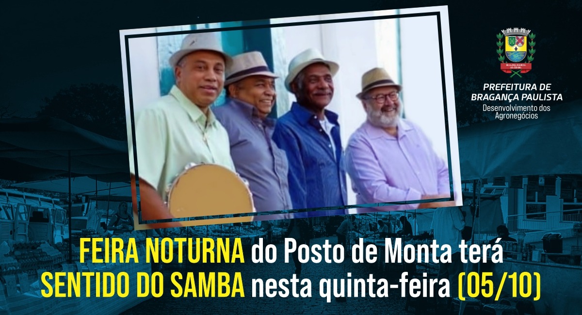 Feira Noturna terá o grupo Sentido do Samba nesta quinta-feira